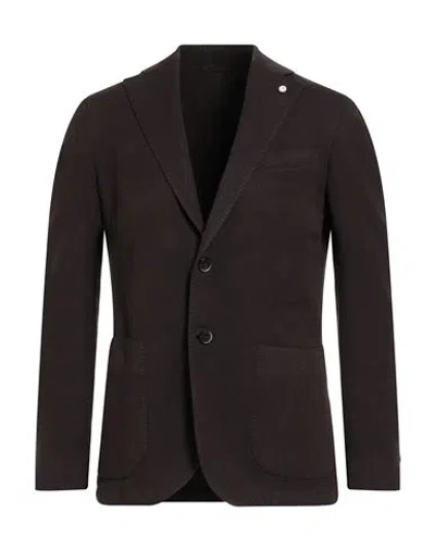 Luigi Bianchi Mantova Man Blazer Dark Brown Size 44 Cotton, Linen