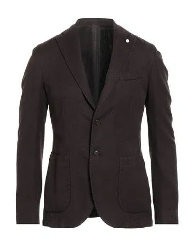 Luigi Bianchi Mantova Man Blazer Dark Brown Size 46 Cotton, Linen In Multi