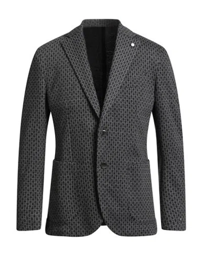 Luigi Bianchi Mantova Man Blazer Grey Size 38 Cotton, Wool In Black