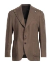 Luigi Bianchi Mantova Man Blazer Khaki Size 44 Linen In Beige