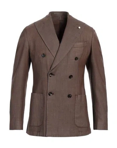 Luigi Bianchi Mantova Man Blazer Khaki Size 44 Virgin Wool In Brown