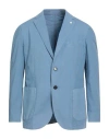Luigi Bianchi Mantova Man Blazer Light Blue Size 46 Cotton, Elastane In Blue