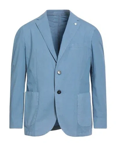 Luigi Bianchi Mantova Man Blazer Light Blue Size 46 Cotton, Elastane