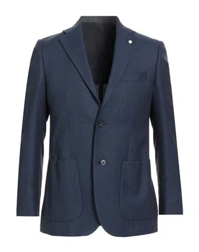 Luigi Bianchi Mantova Man Blazer Midnight Blue Size 40 Silk, Wool