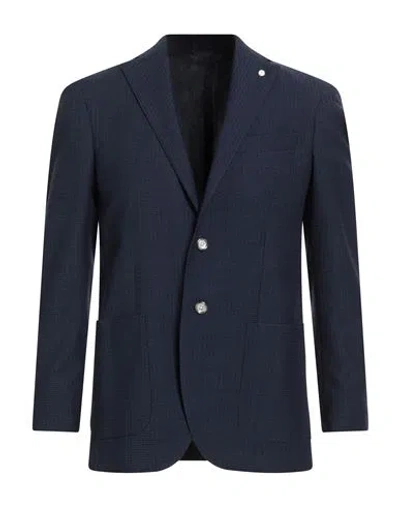 Luigi Bianchi Mantova Man Blazer Midnight Blue Size 40 Wool