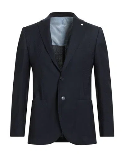 Luigi Bianchi Mantova Man Blazer Midnight Blue Size 40 Wool