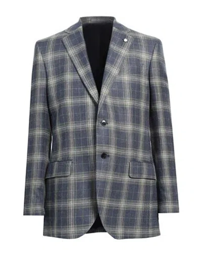 Luigi Bianchi Mantova Man Blazer Midnight Blue Size 48 Linen, Silk, Cotton