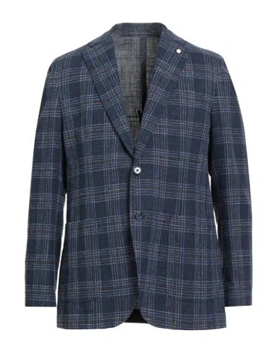 Luigi Bianchi Mantova Man Blazer Navy Size 42 Cotton, Linen In Blue