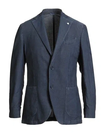 Luigi Bianchi Mantova Man Blazer Navy Size 42 Linen, Cotton In Blue