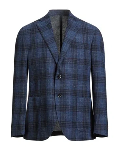 Luigi Bianchi Mantova Man Blazer Navy Size 44 Wool, Silk, Polyamide, Linen In Blue