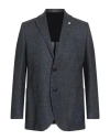 Luigi Bianchi Mantova Man Blazer Navy Size 46 Wool, Cotton, Polyamide In Black
