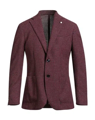 Luigi Bianchi Mantova Man Blazer Red Size 42 Wool, Silk, Polyamide, Linen In Purple