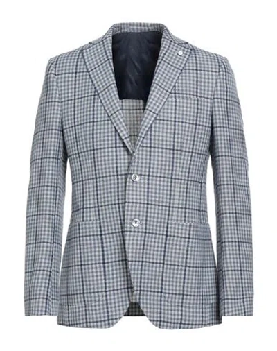 Luigi Bianchi Mantova Man Blazer Slate Blue Size 40 Virgin Wool, Wool, Linen