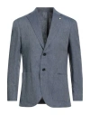 Luigi Bianchi Mantova Man Blazer Slate Blue Size 42 Linen, Polyester In Blue