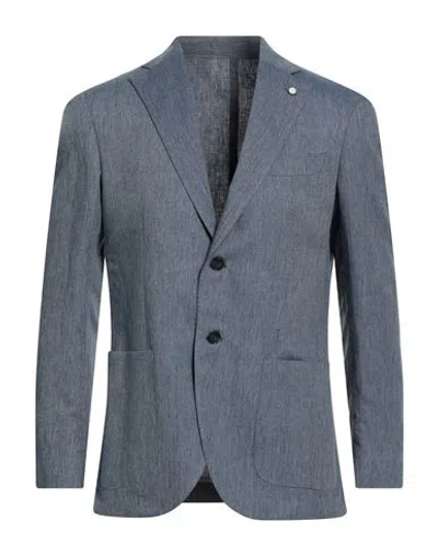 Luigi Bianchi Mantova Man Blazer Slate Blue Size 42 Linen, Polyester