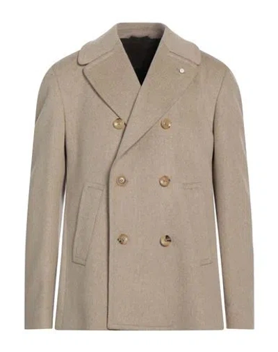 Luigi Bianchi Mantova Man Coat Sand Size 42 Virgin Wool In Beige