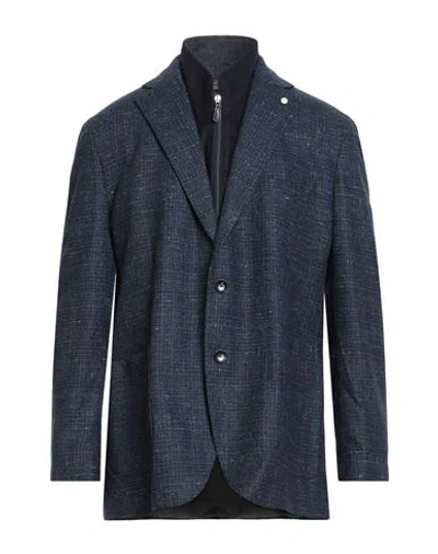Luigi Bianchi Mantova Man Jacket Navy Size 46 Virgin Wool, Silk In Blue