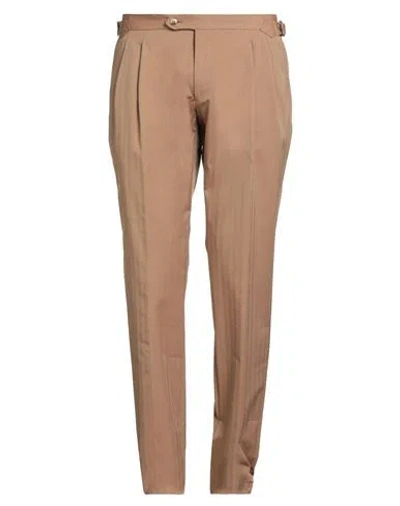 Luigi Bianchi Mantova Man Pants Camel Size 38 Virgin Wool, Cotton In Multi