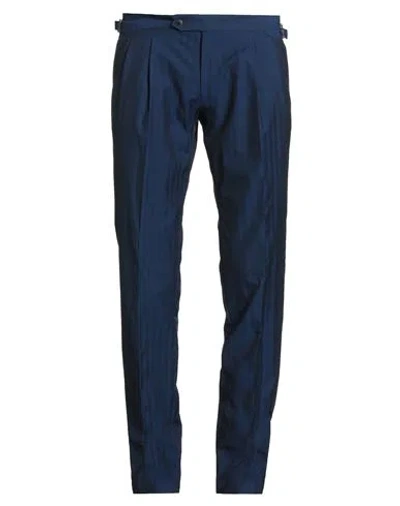 Luigi Bianchi Mantova Man Pants Navy Size 38 Virgin Wool, Cotton In Blue