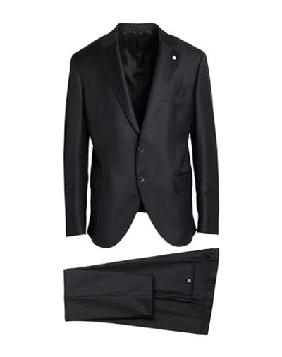 Luigi Bianchi Mantova Man Suit Black Size 46 Virgin Wool In Blue