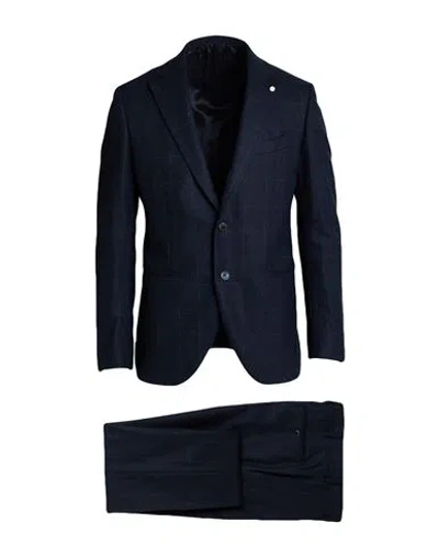 LUIGI BIANCHI MANTOVA LUIGI BIANCHI MANTOVA MAN SUIT NAVY SIZE 44 WOOL, VIRGIN WOOL, ELASTANE