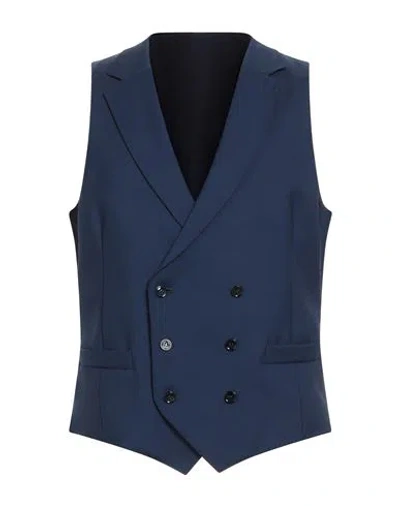 Luigi Bianchi Mantova Man Tailored Vest Blue Size 42 Virgin Wool