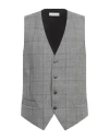 Luigi Bianchi Mantova Man Tailored Vest Grey Size 48 Virgin Wool, Silk, Linen In Grey