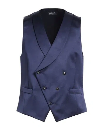 Luigi Bianchi Mantova Man Tailored Vest Midnight Blue Size 42 Wool, Polyester