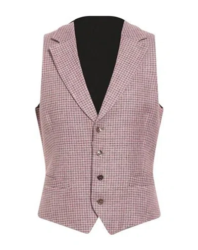 Luigi Bianchi Mantova Man Tailored Vest Pink Size 40 Linen, Silk, Cotton