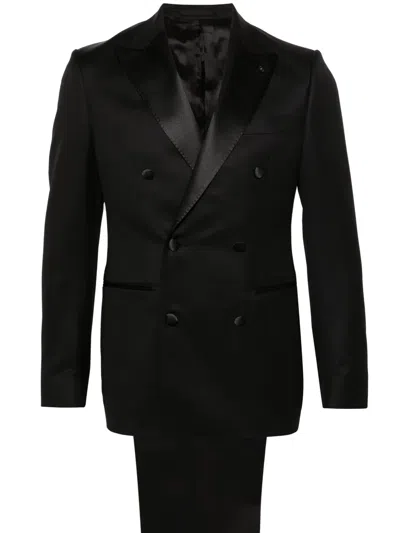 Luigi Bianchi Mantova Peak-lapels Double-breasted Suit In Schwarz