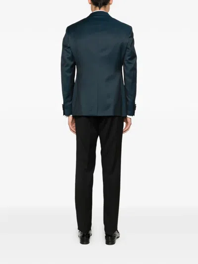 Luigi Bianchi Mantova Peaked-lapel Three-piece Suit In Blue