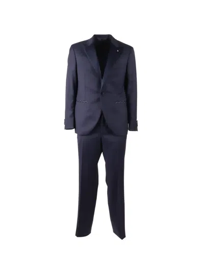 Luigi Bianchi Mantova Peak-lapels Virgin Wool Suit In Blue