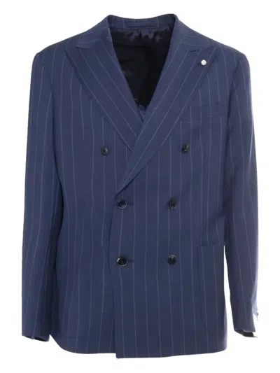 Luigi Bianchi Mantova Pinstripe Double-breasted Blazer In Blue