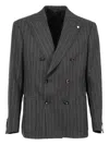 Luigi Bianchi Mantova Pinstripe Double-breasted Suit In Gray