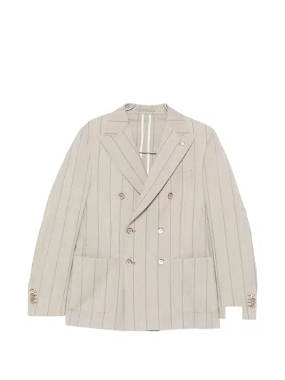 Luigi Bianchi Mantova Pinstripe Double-breasted Suit In Neutral