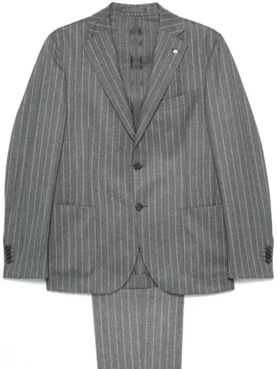 Luigi Bianchi Mantova Pinstriped Suit In 灰色