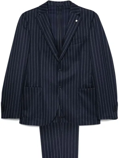 Luigi Bianchi Mantova Pinstriped Suit In 蓝色