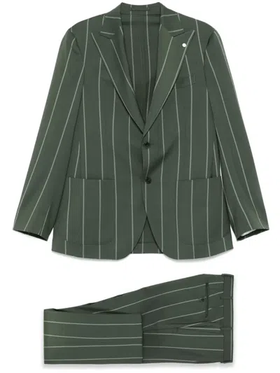 Luigi Bianchi Mantova Pinstriped Suit In Green