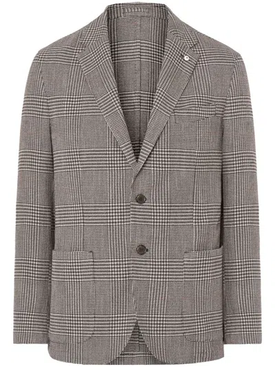 Luigi Bianchi Mantova Plaid Check Blazer In Brown