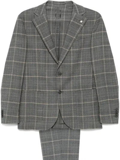 Luigi Bianchi Mantova Prince Of Wales Check Suit In Grey