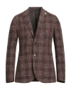 Luigi Bianchi Mantova Rough Man Blazer Brown Size 40 Cotton, Wool, Polyester, Acrylic, Polyamide In Brown