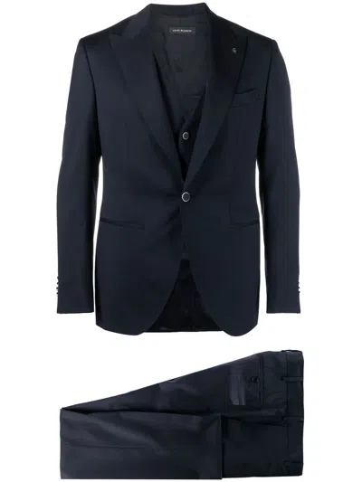Luigi Bianchi Mantova Single-breasted Button Three-piece Suit In Blue