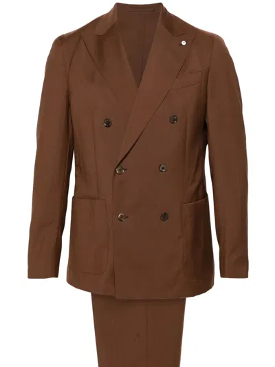 Luigi Bianchi Mantova Single-breasted Virgin Wool Suit In Brown