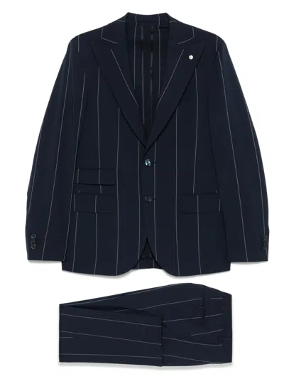 Luigi Bianchi Mantova Striped Suit In Blue