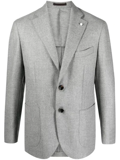 Luigi Bianchi Mantova Virgin Wool-blend Single-breasted Blazer In Grey