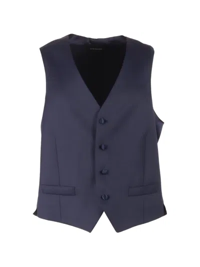 Luigi Bianchi Mantova Virgin-wool Waistcoat In Blue