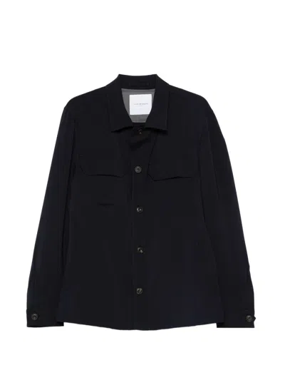 Luigi Bianchi Men's Button-front Utility Overshirt Jacket In Navy