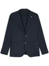 Luigi Bianchi Navy Blue Herringbone Jacket In Blue