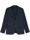 Luigi Bianchi Navy Blue Herringbone Jacket In Navy Blue