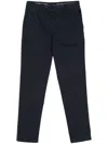 Luigi Bianchi Logo Cotton Blend Trousers With Tapered Leg In Navy Blue